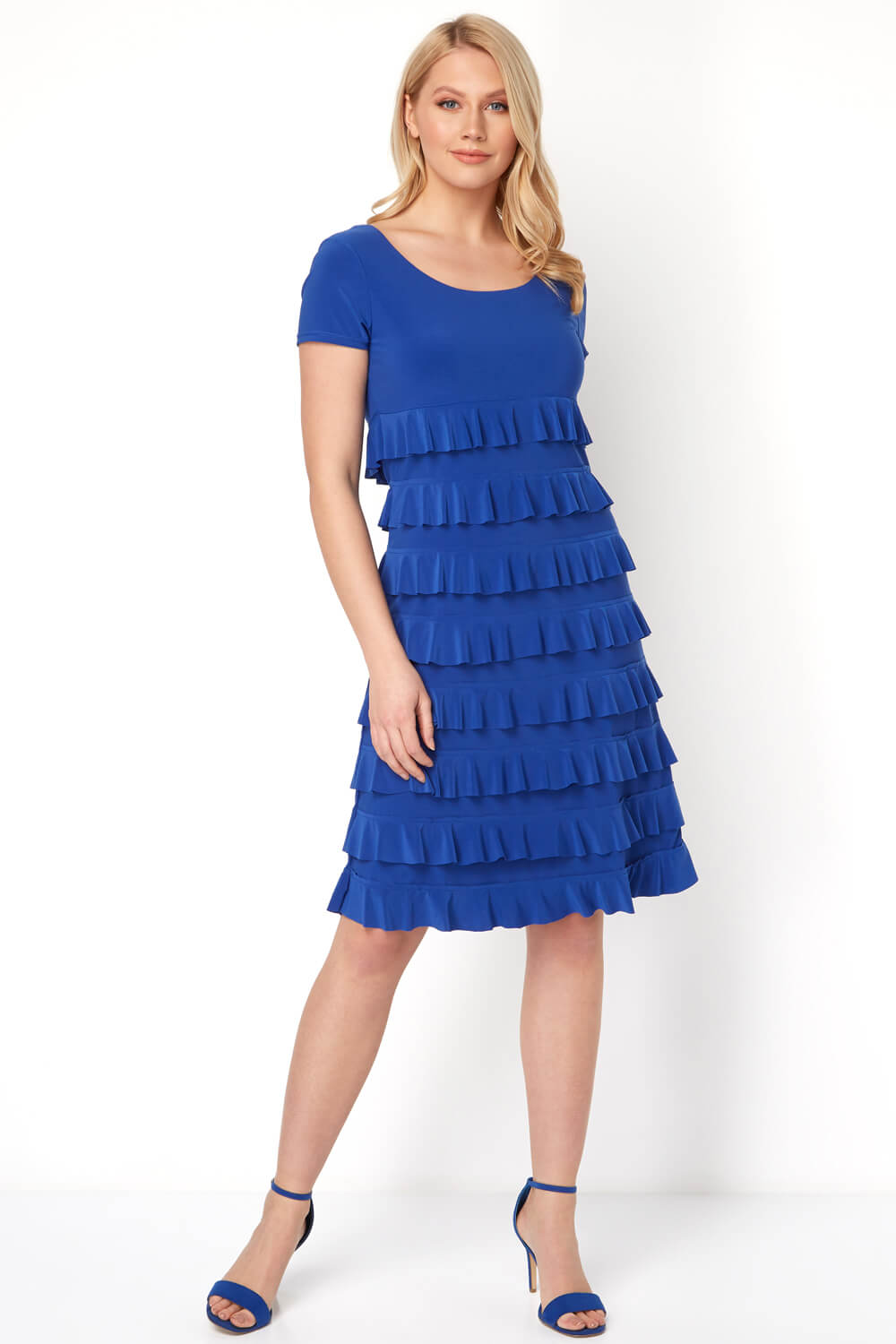 Royal Blue  Frill Tiered Dress, Image 2 of 5