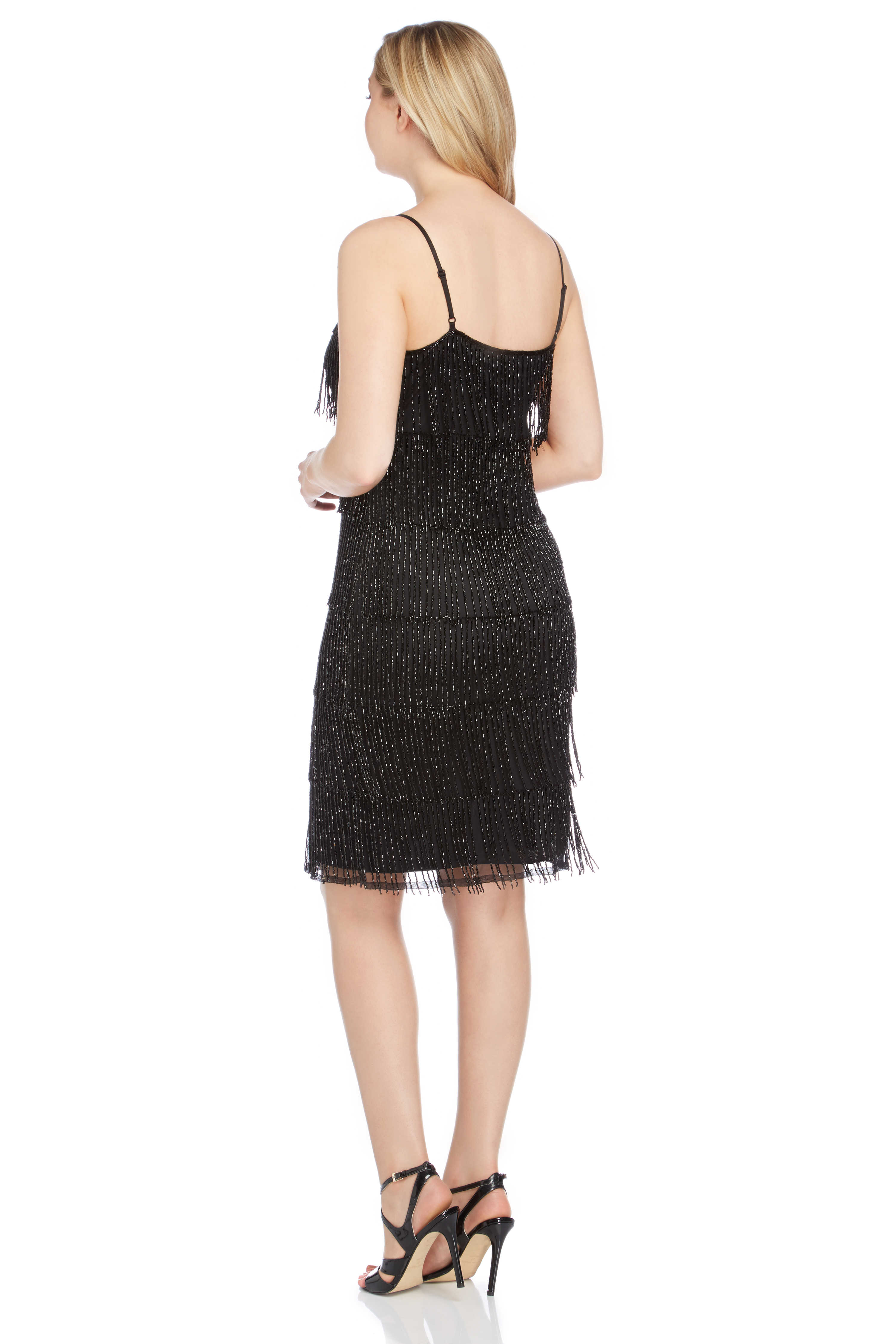 Black Dusk Fringe Beaded Flapper Dress, Image 2 of 5