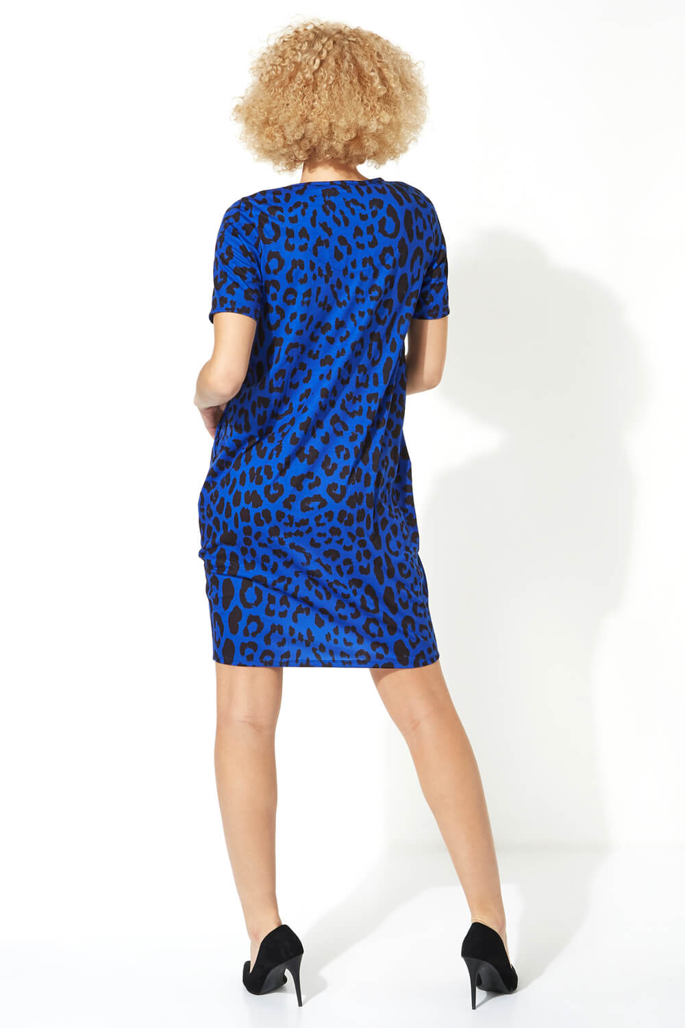 Royal Blue Animal Leopard Print Dress, Image 3 of 5