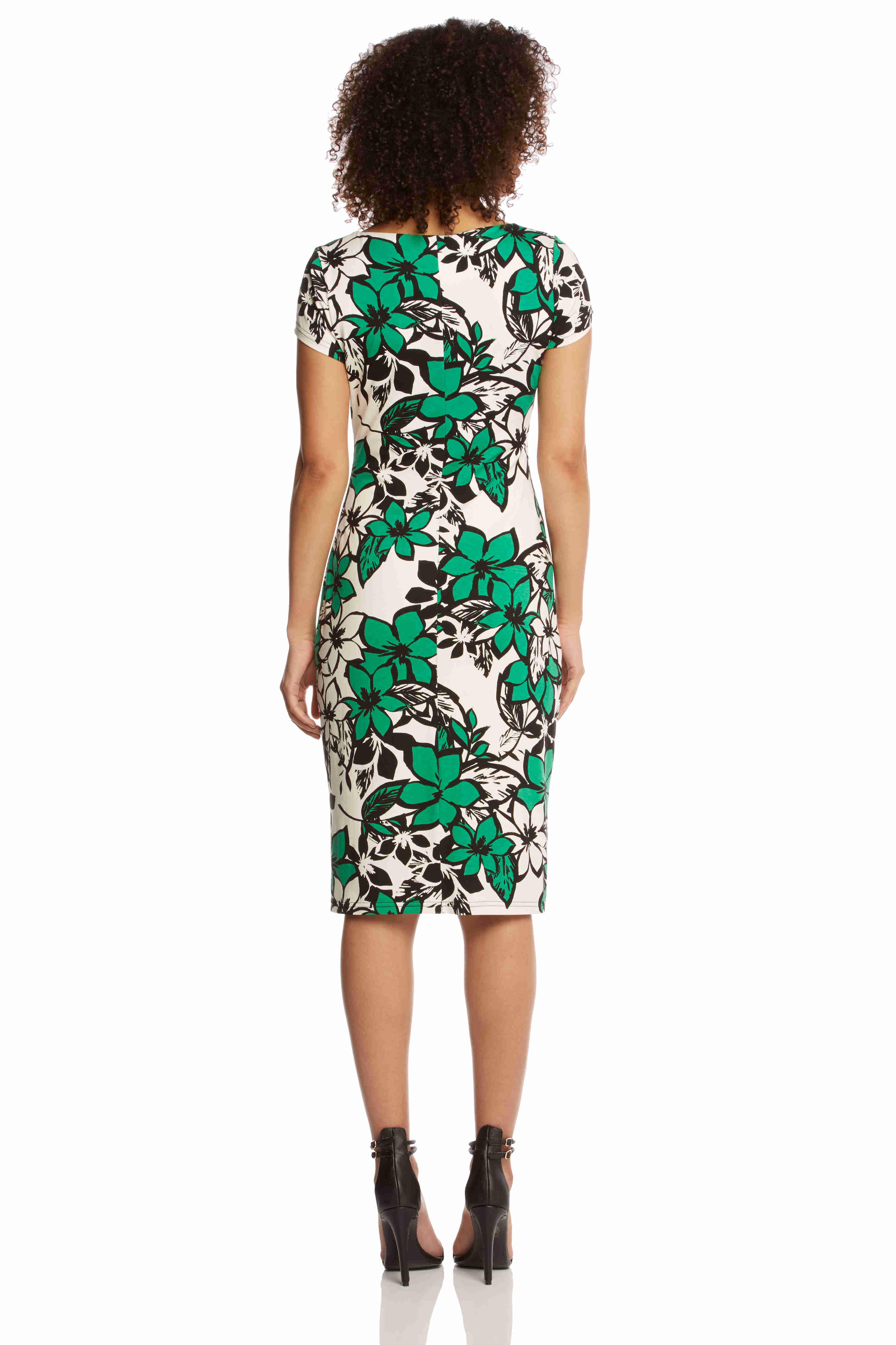 Jade Graphic Floral Print Jersey Dress , Image 5 of 5