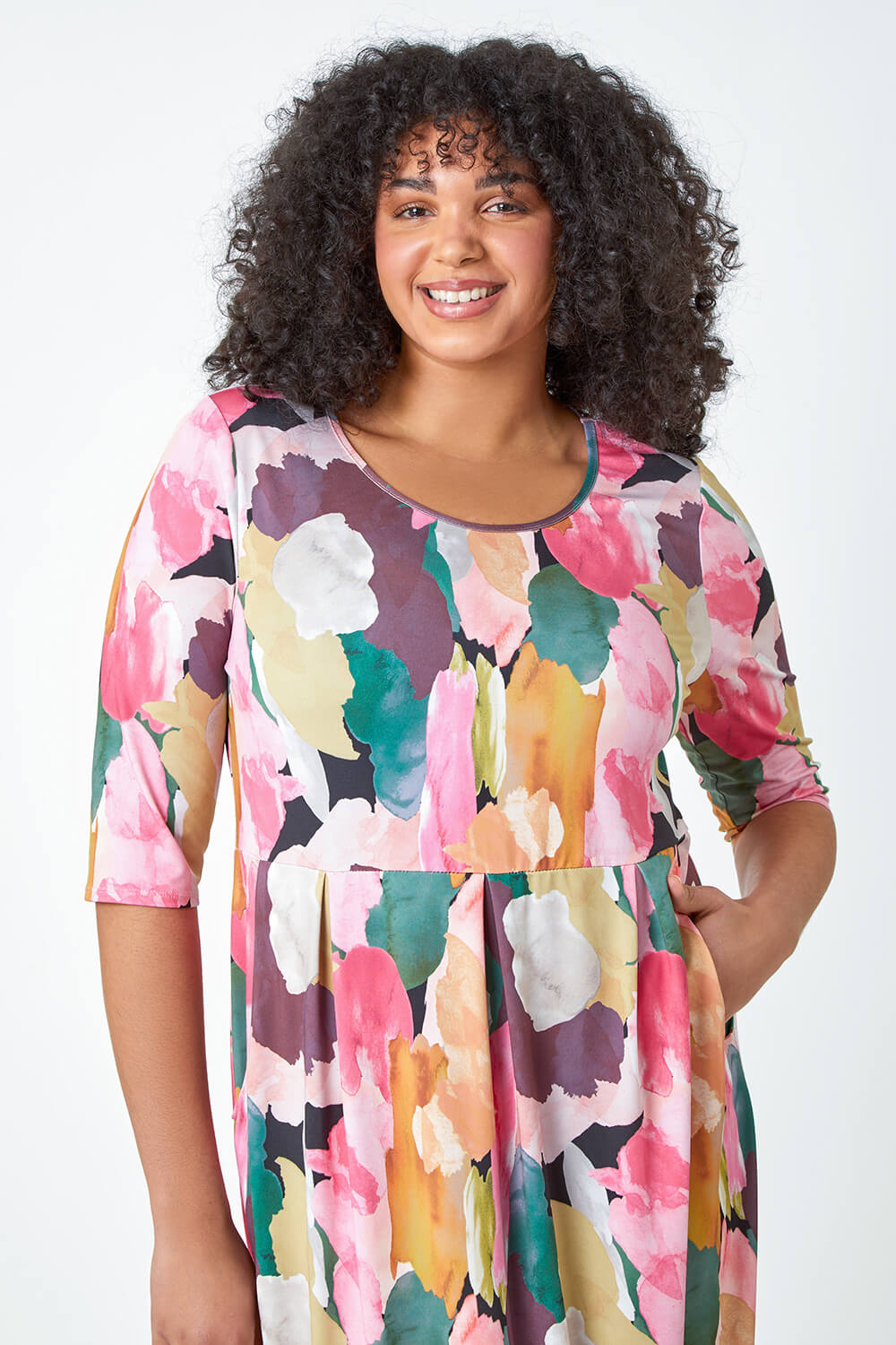 PINK Curve Abstract Relaxed Pocket Dress, Image 4 of 5