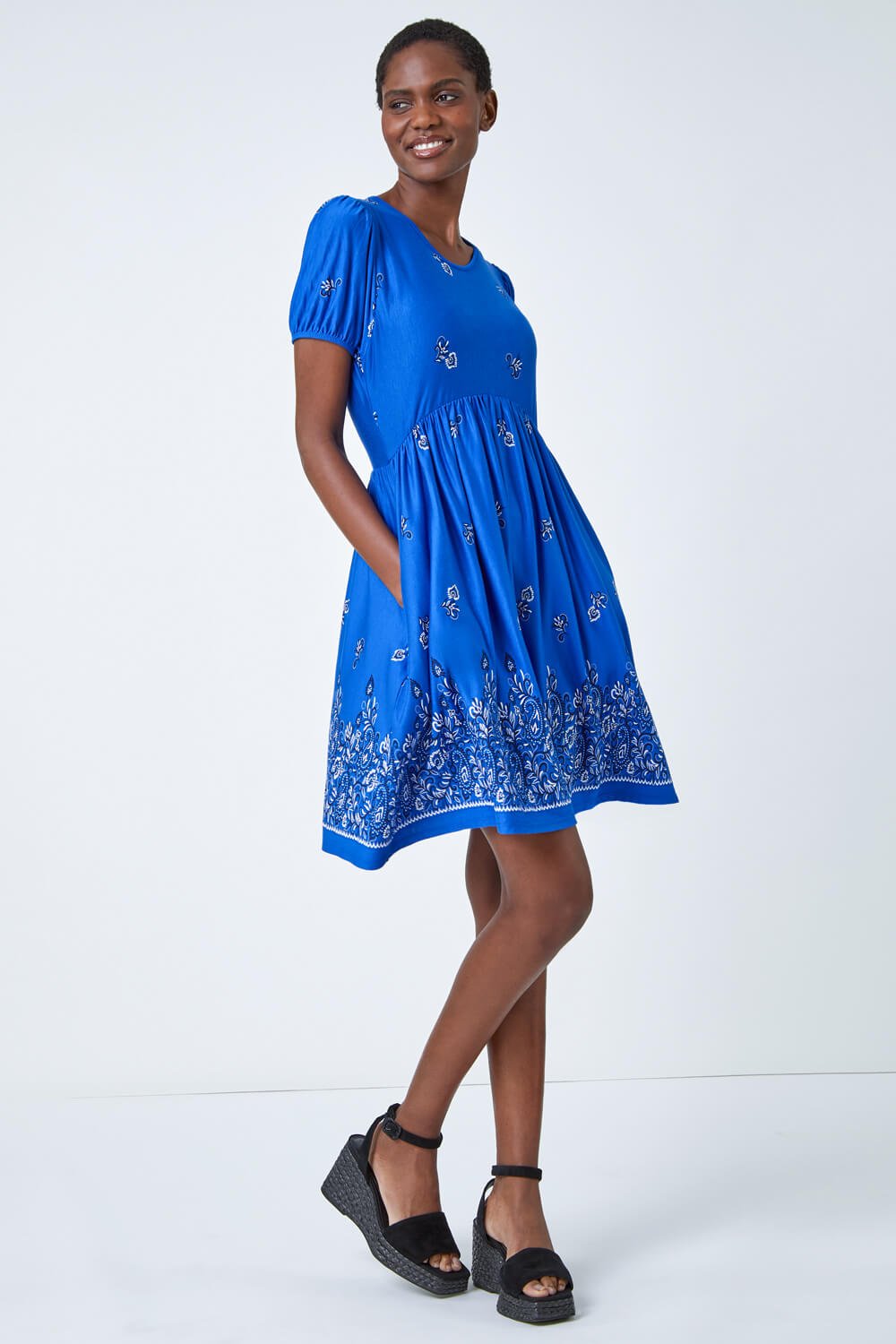 Royal blue 2024 embroidered dress