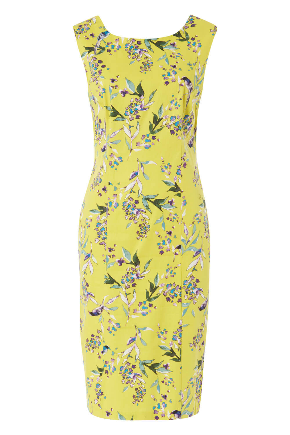 Floral Print Sleeveless Shift Dress in Lime - Roman Originals UK
