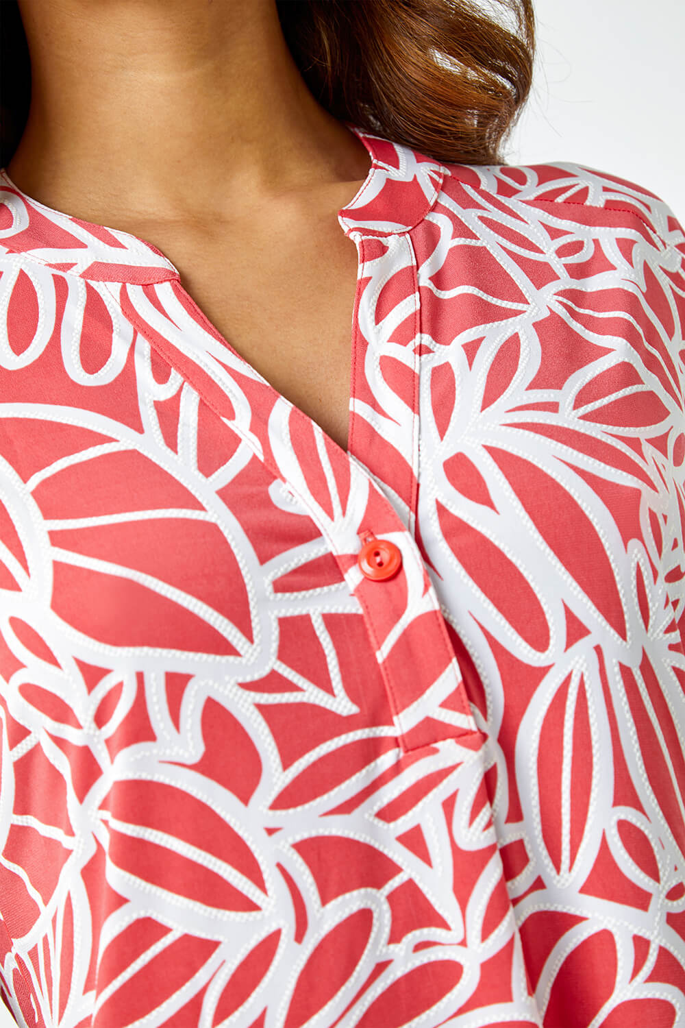 PINK Linear Floral Print Pleat Front Top, Image 5 of 5