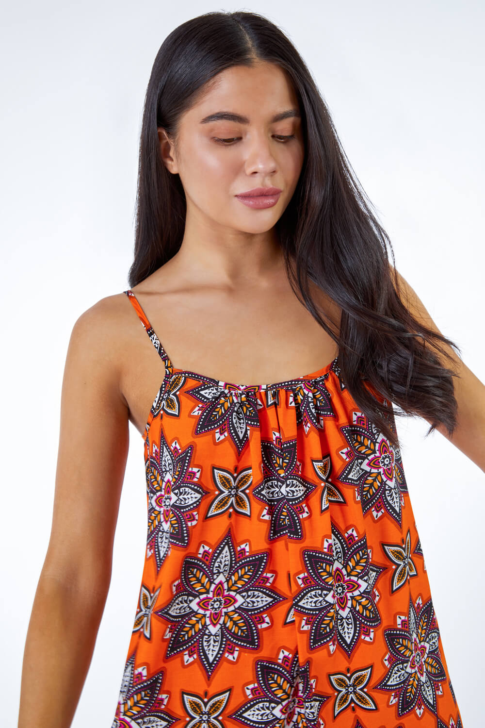 ORANGE Petite Boho Print Maxi Sun Dress, Image 4 of 5