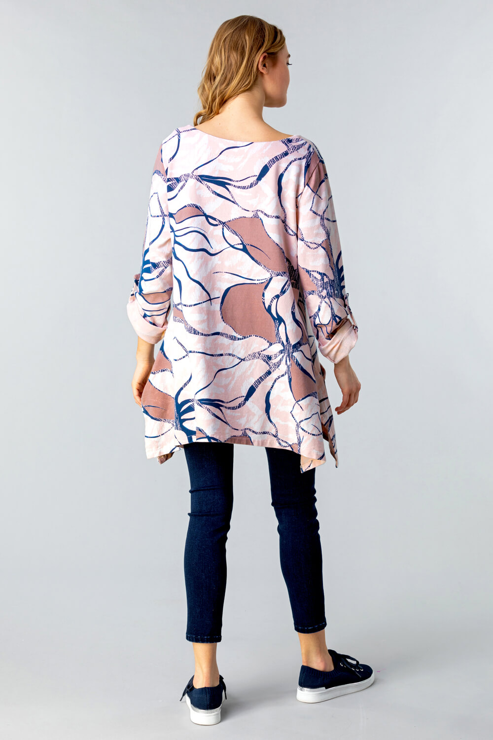 PINK Abstract Print Tunic Top with Pockets, Image 2 of 4