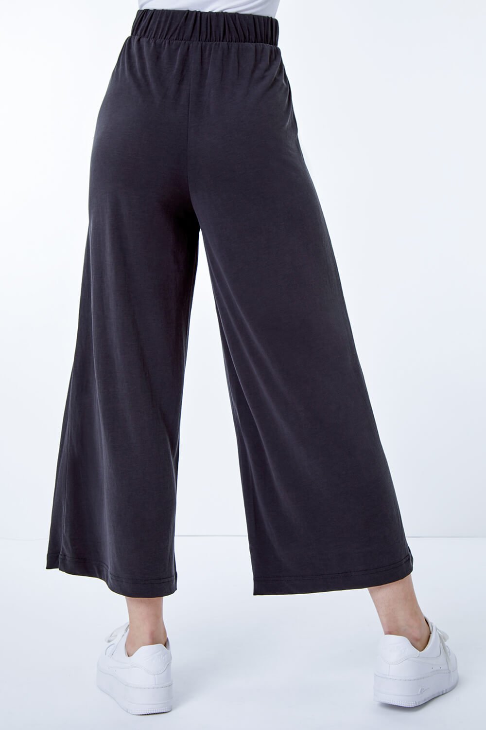 Black Plain Jersey Culotte Trousers, Image 3 of 5