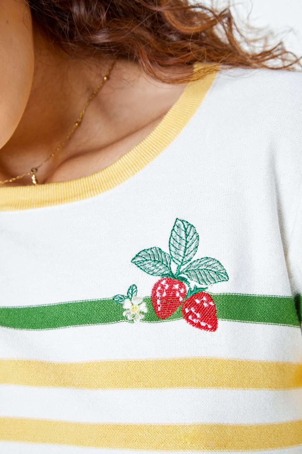 Strawberry Striped Jumper in Lemon Roman Originals UK