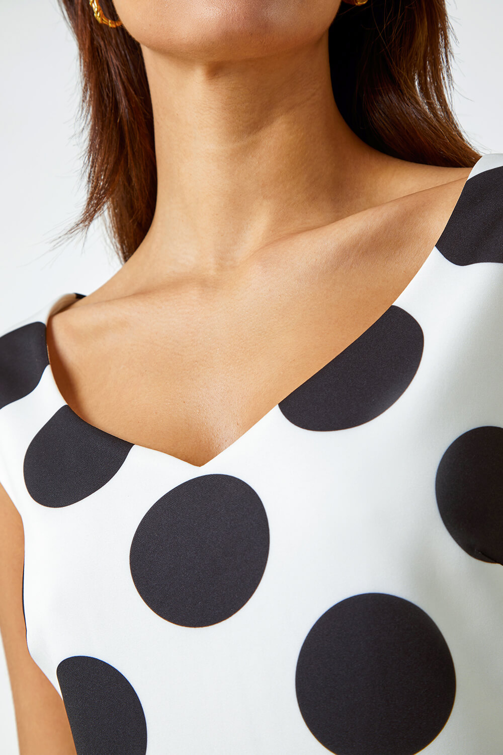 Black Premium Stretch Spot Print Dress, Image 5 of 5