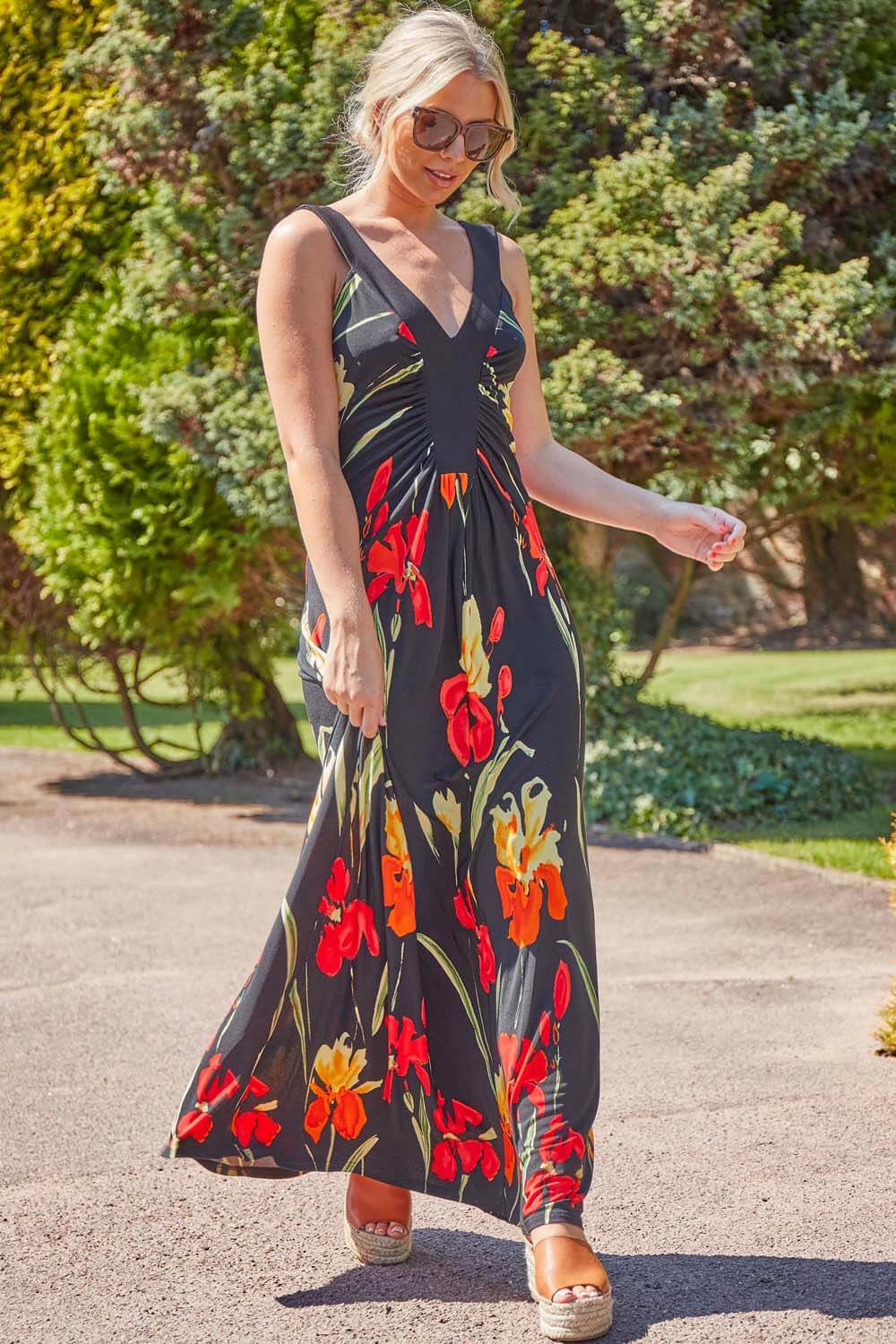 Floral Stretch Jersey Maxi Dress in ...