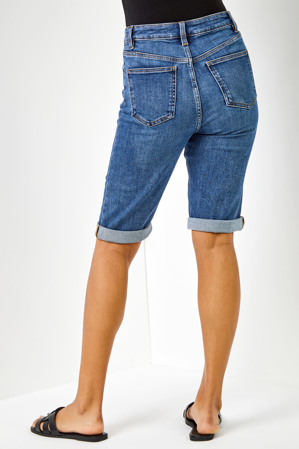 Denim Essential Stretch Knee Length Shorts | Roman UK