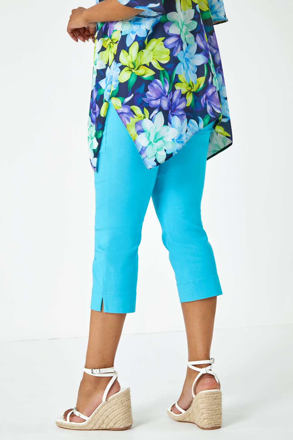 Turquoise Petite Cropped Stretch Trouser, Image 3 of 5
