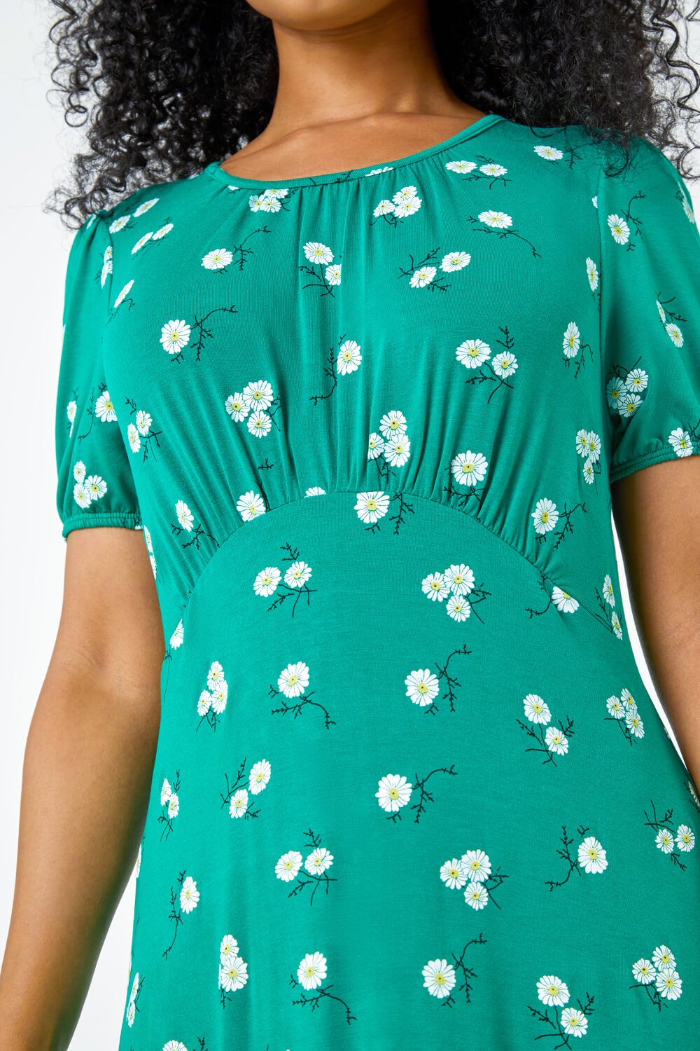 Green Petite Floral Print Midi Dress , Image 5 of 5