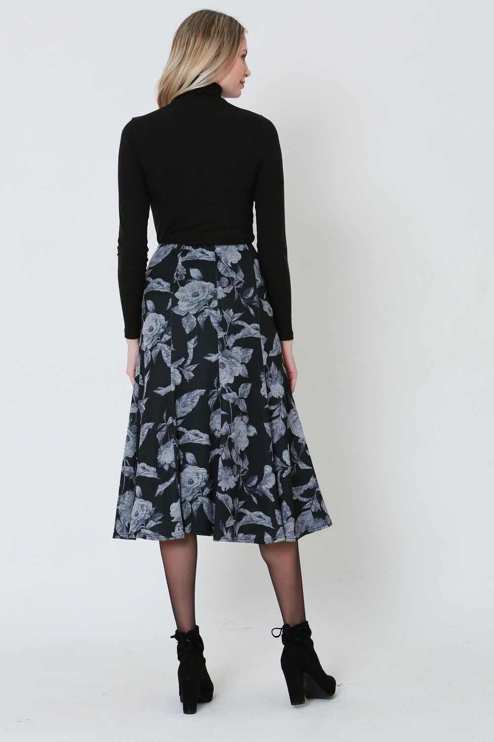 Grey Julianna Floral Printed Midi Skirt, Image 2 of 4
