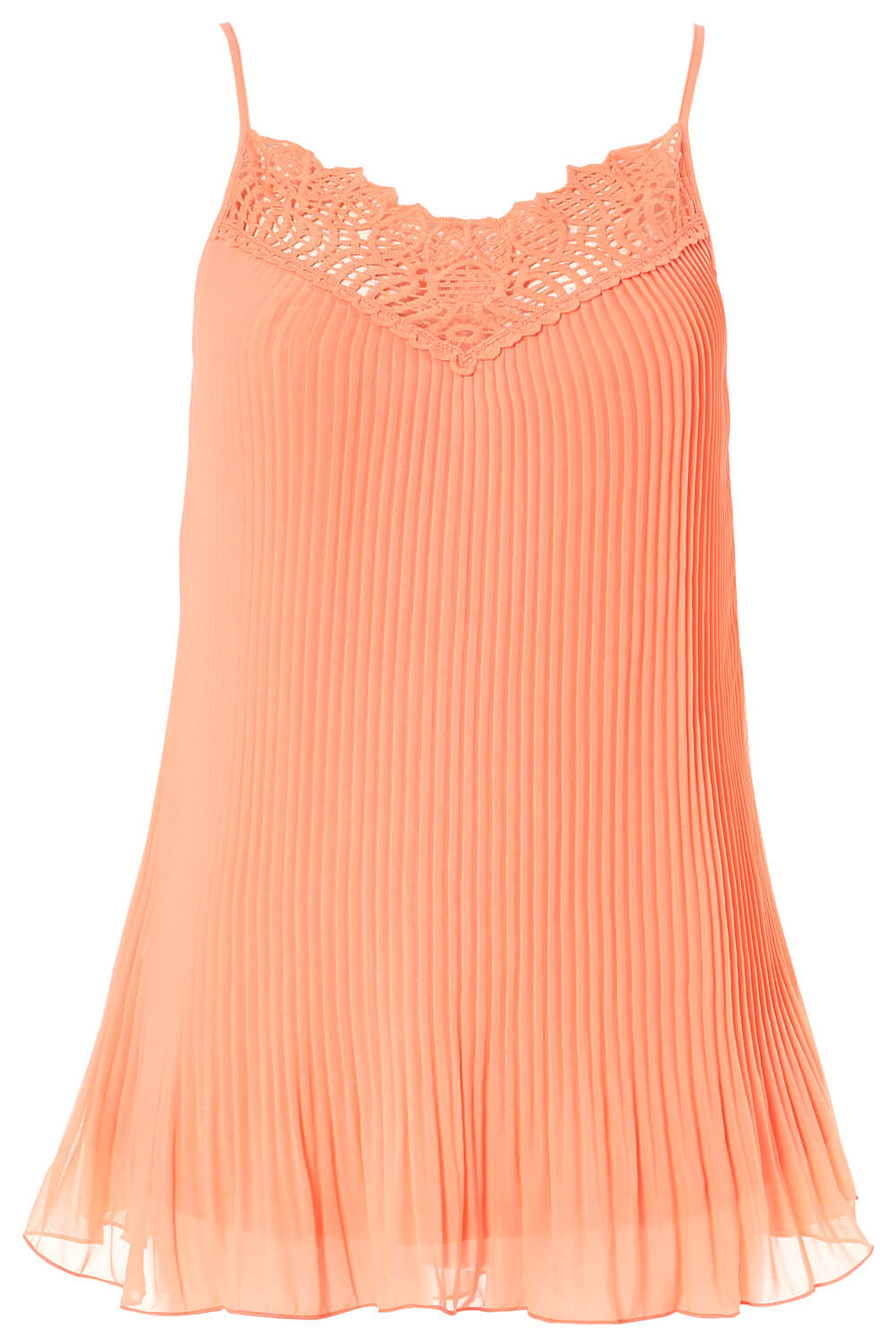 CORAL Pleated Lace Trim Cami Top, Image 5 of 5