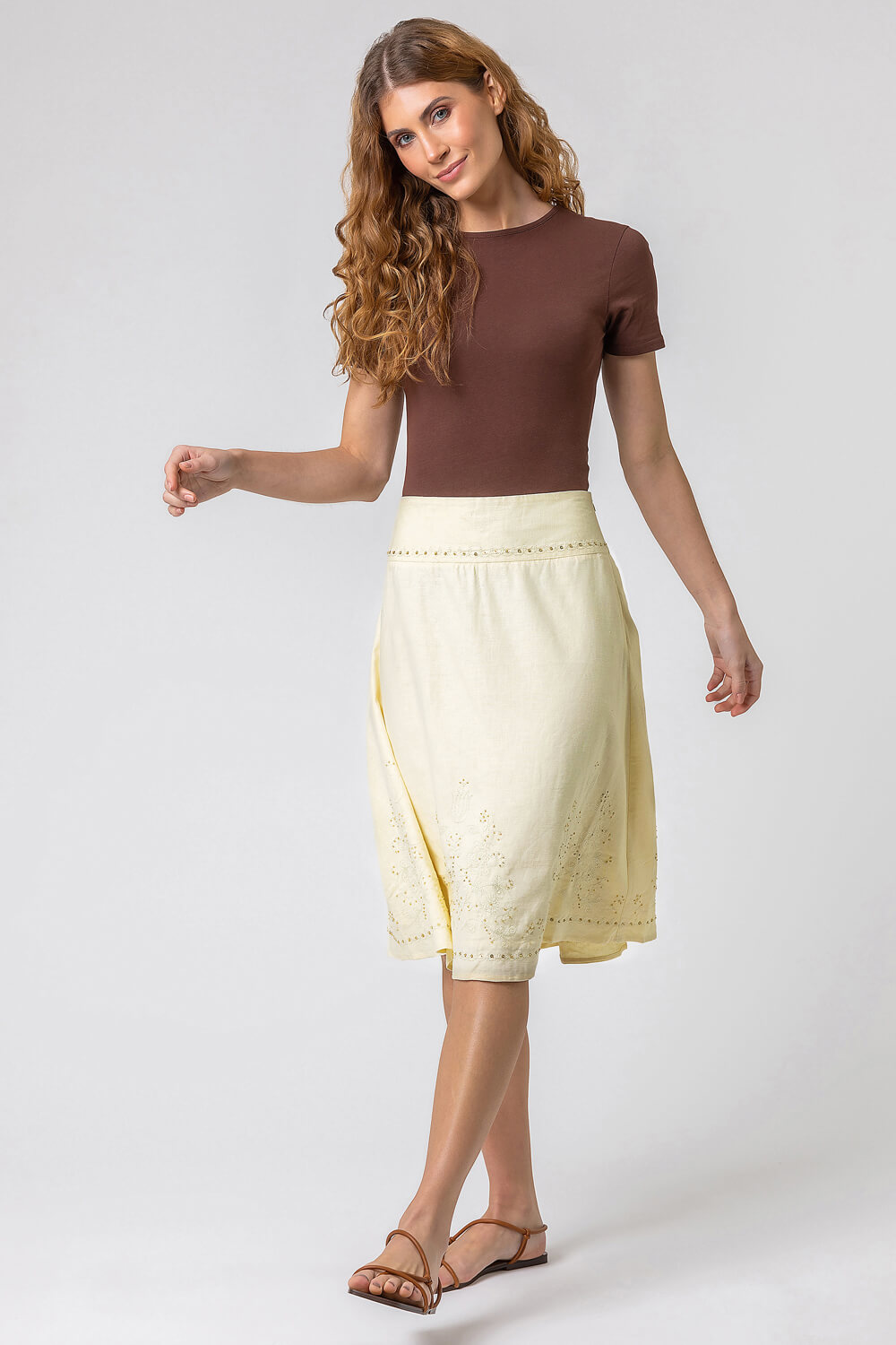 Lemon  Sequin Embellished A-Line Skirt, Image 3 of 4