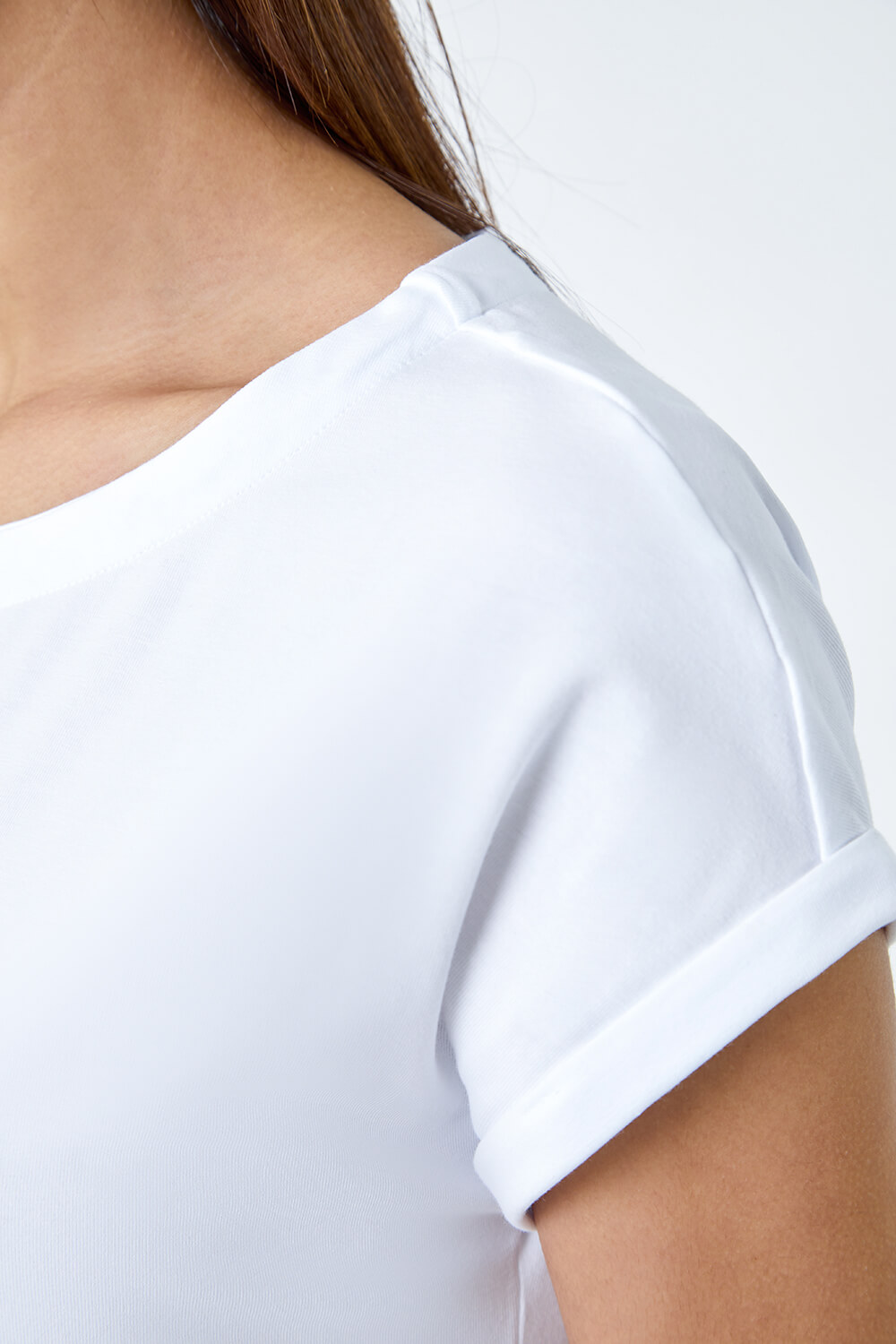 White Plain Stretch Cotton Jersey T-Shirt, Image 5 of 5
