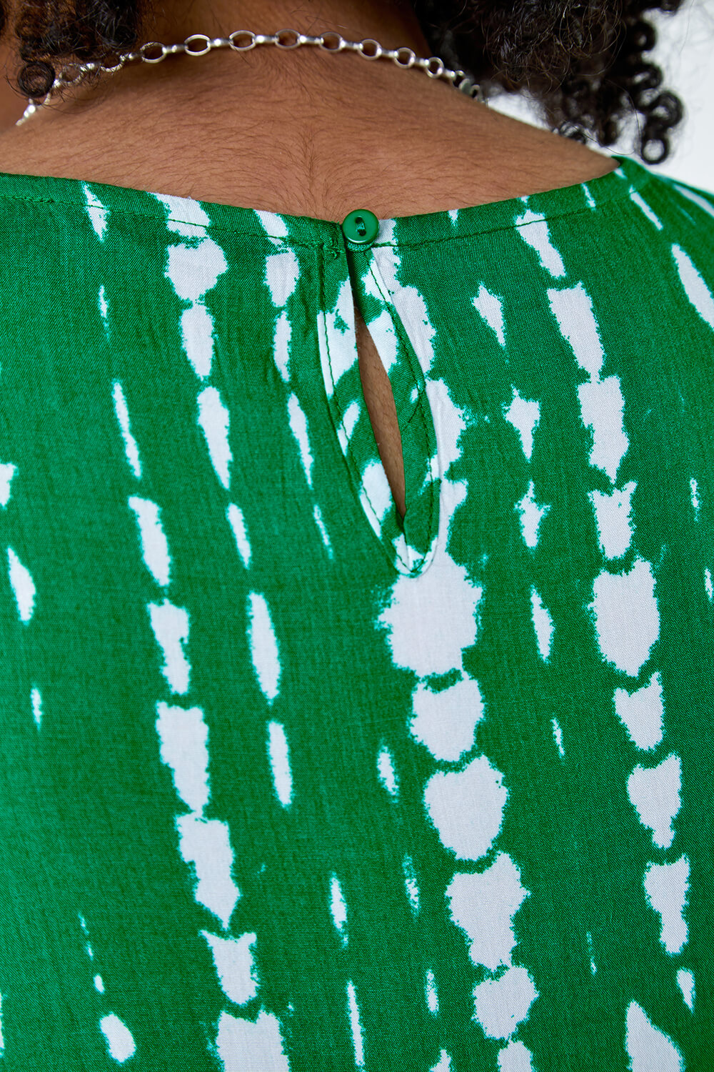 Green Tie Dye Print Sleeveless Smock Dress, Image 5 of 5