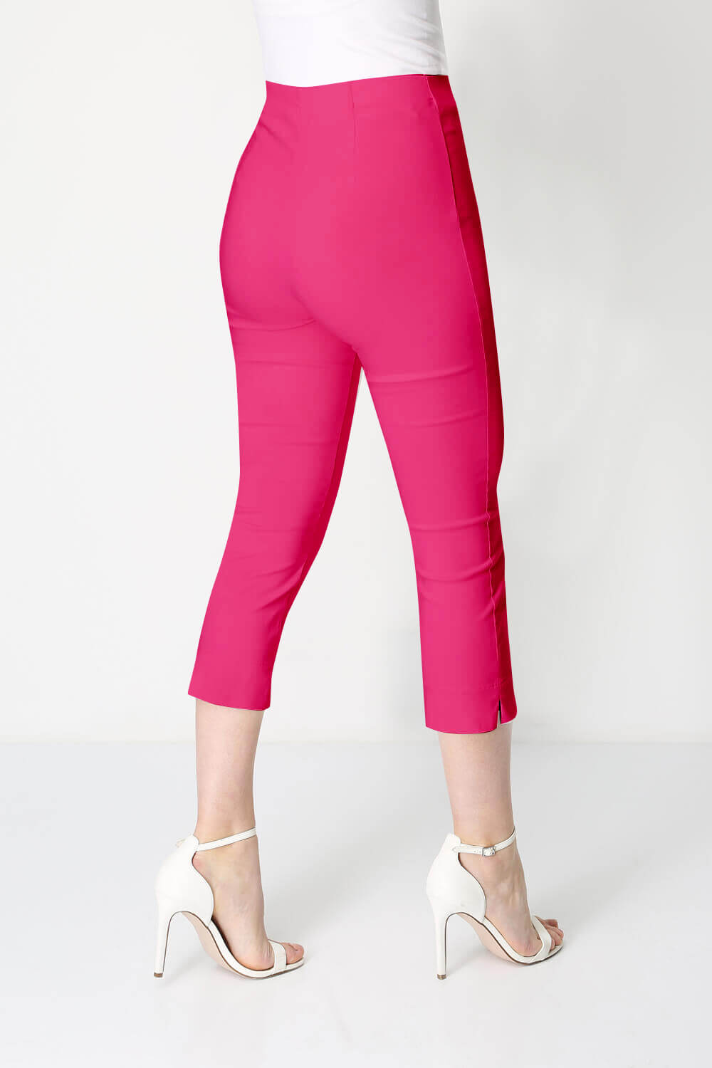 Cerise Pink Cropped Stretch Trouser, Image 3 of 5