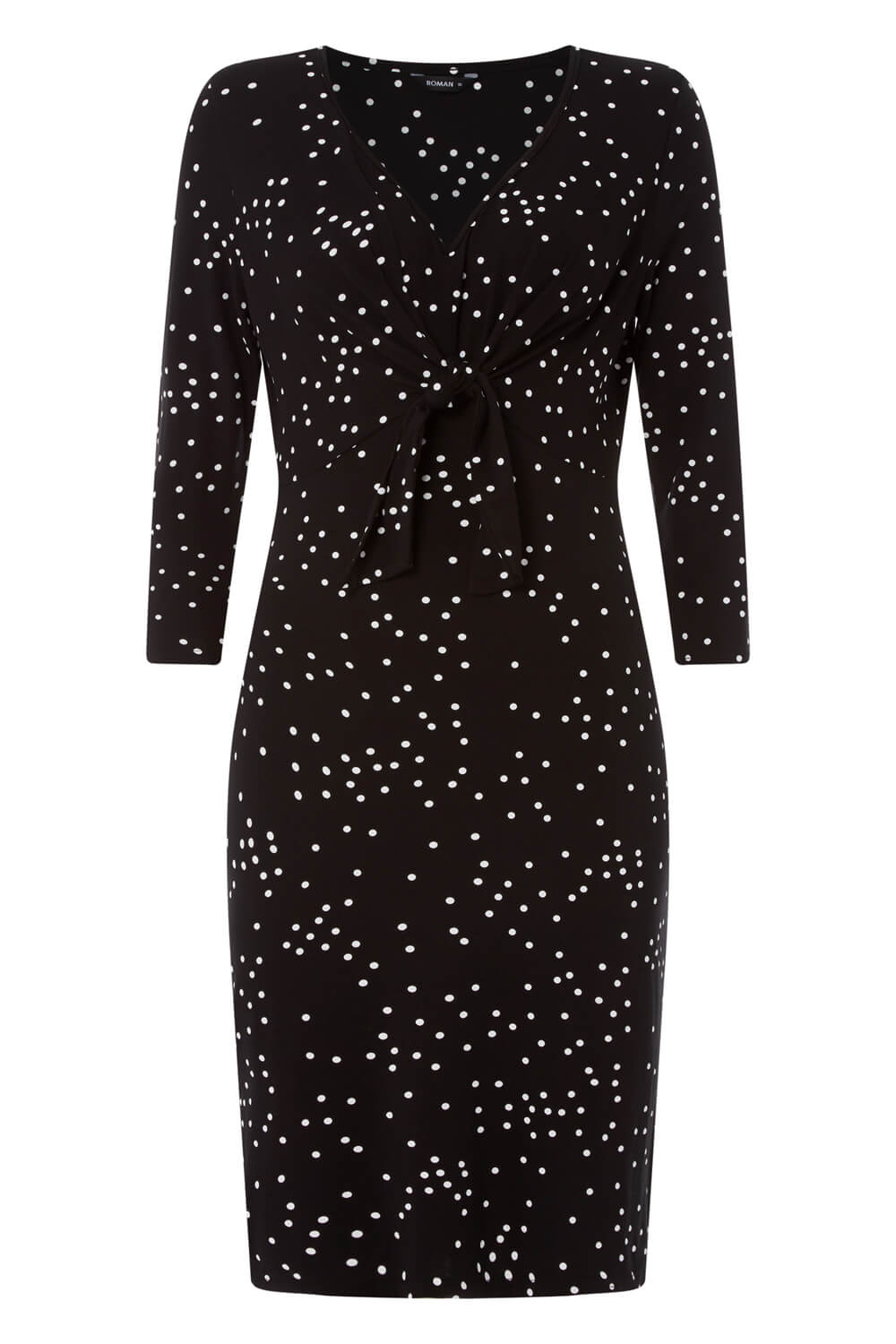 Black Polka Dot Tie Front Dress, Image 5 of 5