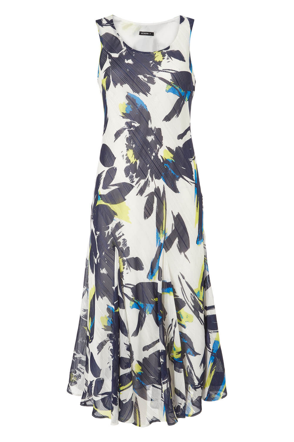 Navy  Floral Bias Cut Midi Dress, Image 5 of 5