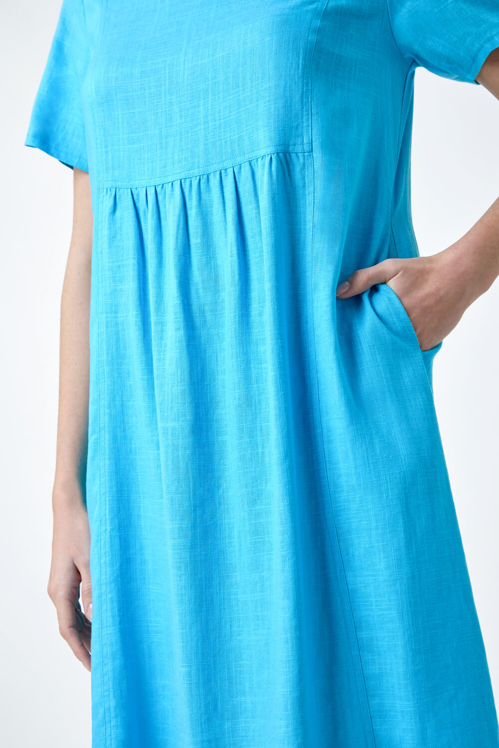 Turquoise Relaxed Pocket Dress, Image 5 of 5
