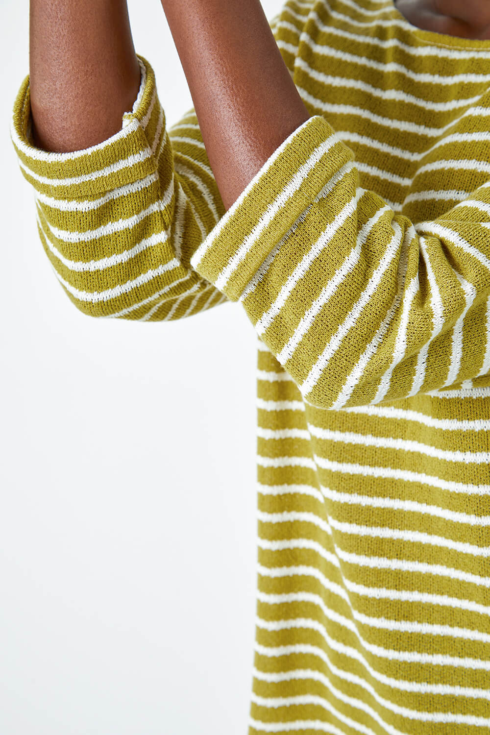 Lime Knitted Stripe Print Stretch Top , Image 5 of 5