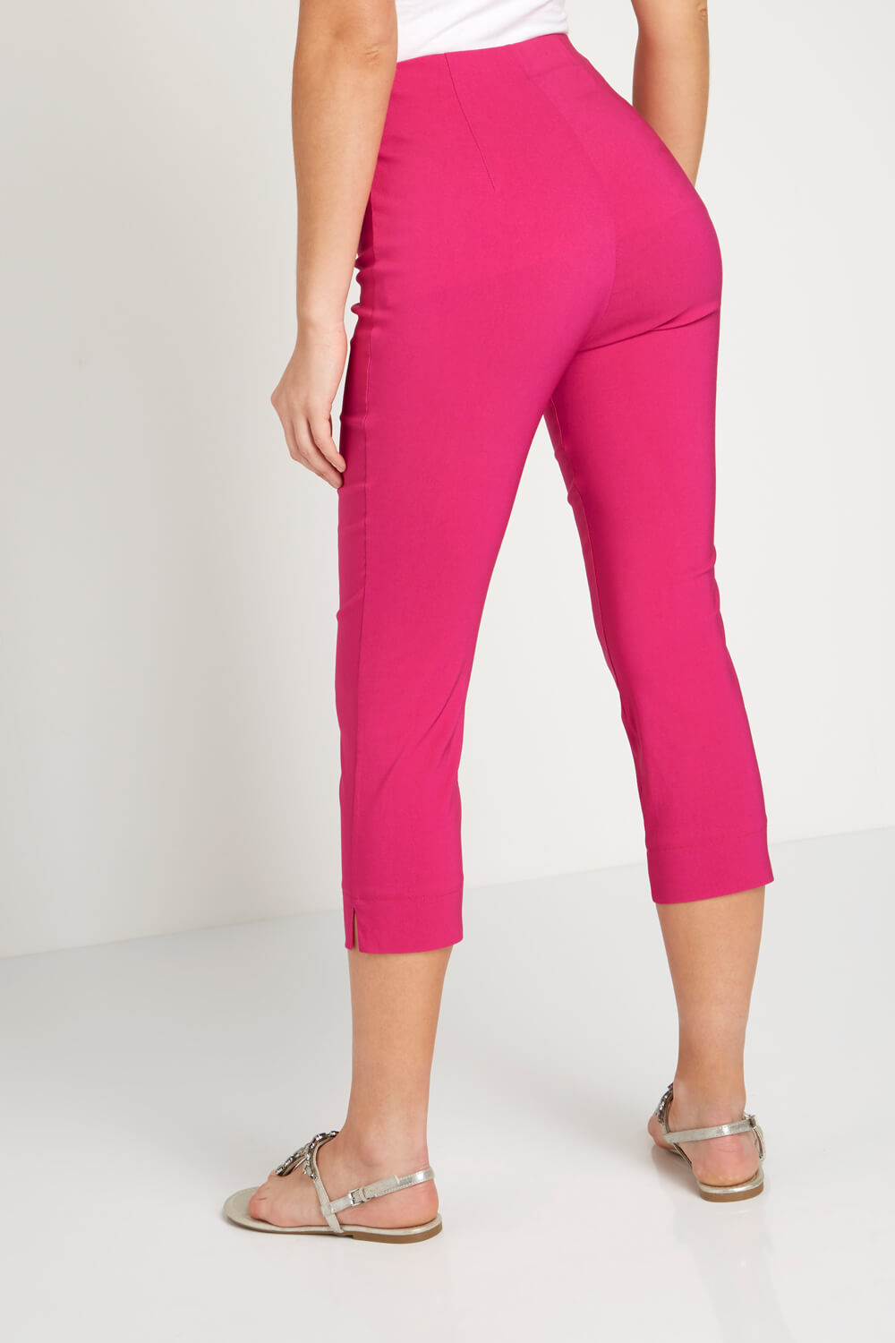 Cerise Pink Cropped Stretch Trouser, Image 2 of 4
