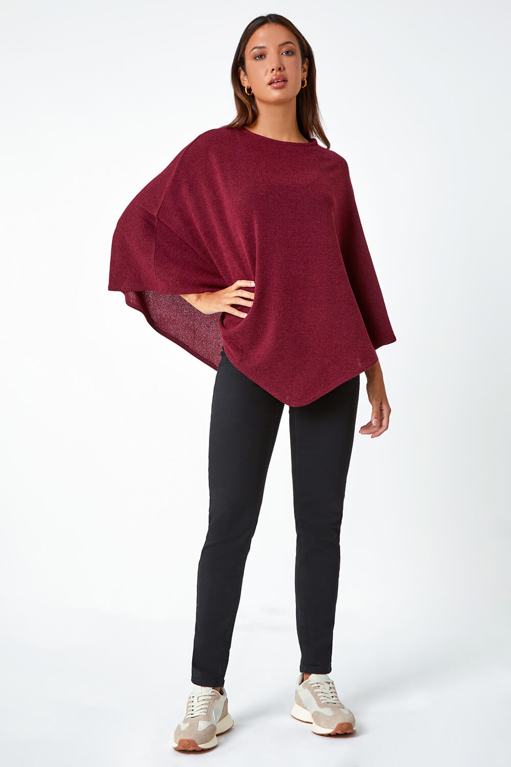 Wine Marl Overlay Stretch Top, Image 2 of 5