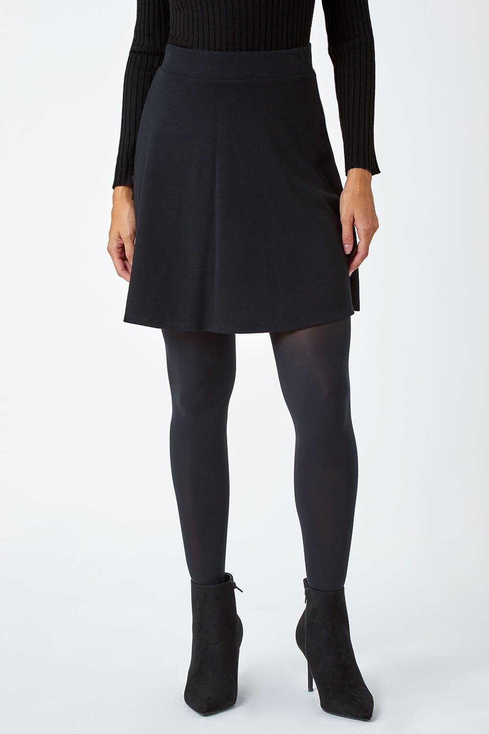 Black Stretch Skater Skirt, Image 4 of 5