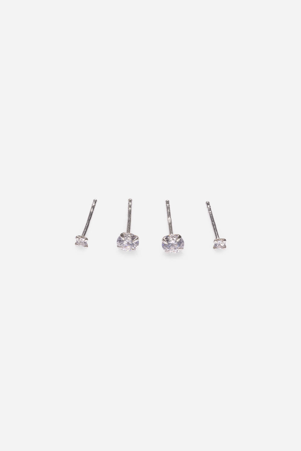 Silver Sterling Silver Cubic Zirconia Stud Earring Set, Image 2 of 2