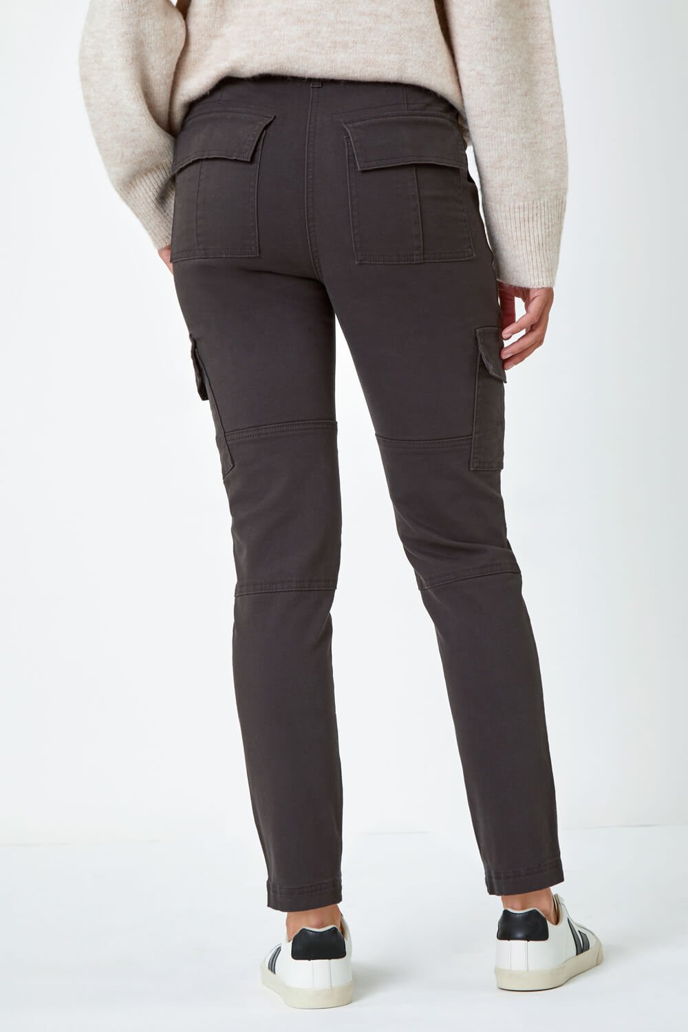 Charcoal Cotton Blend Cargo Stretch Jegging, Image 3 of 5