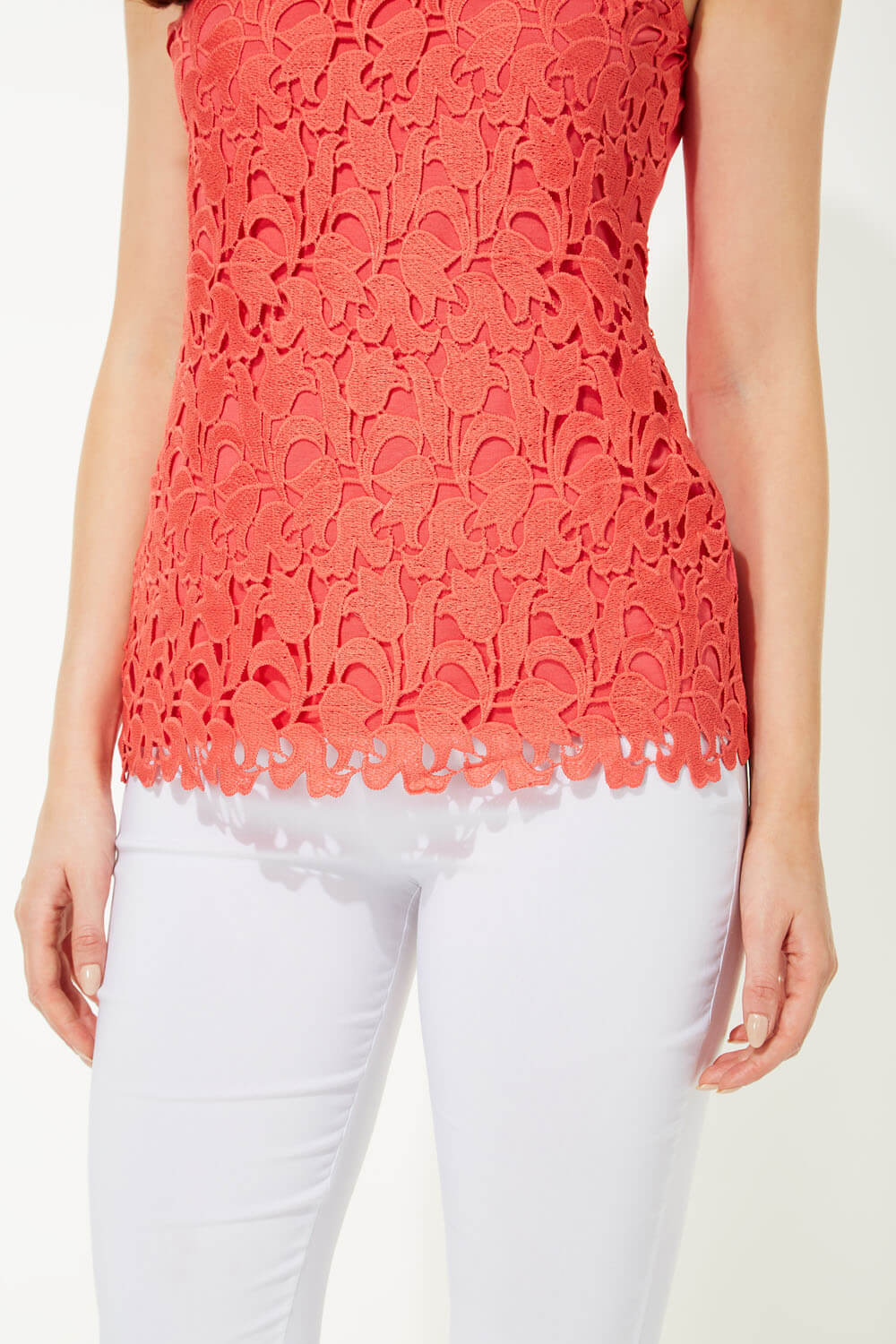 CORAL Floral Lace Front Sleeveless Top, Image 4 of 5