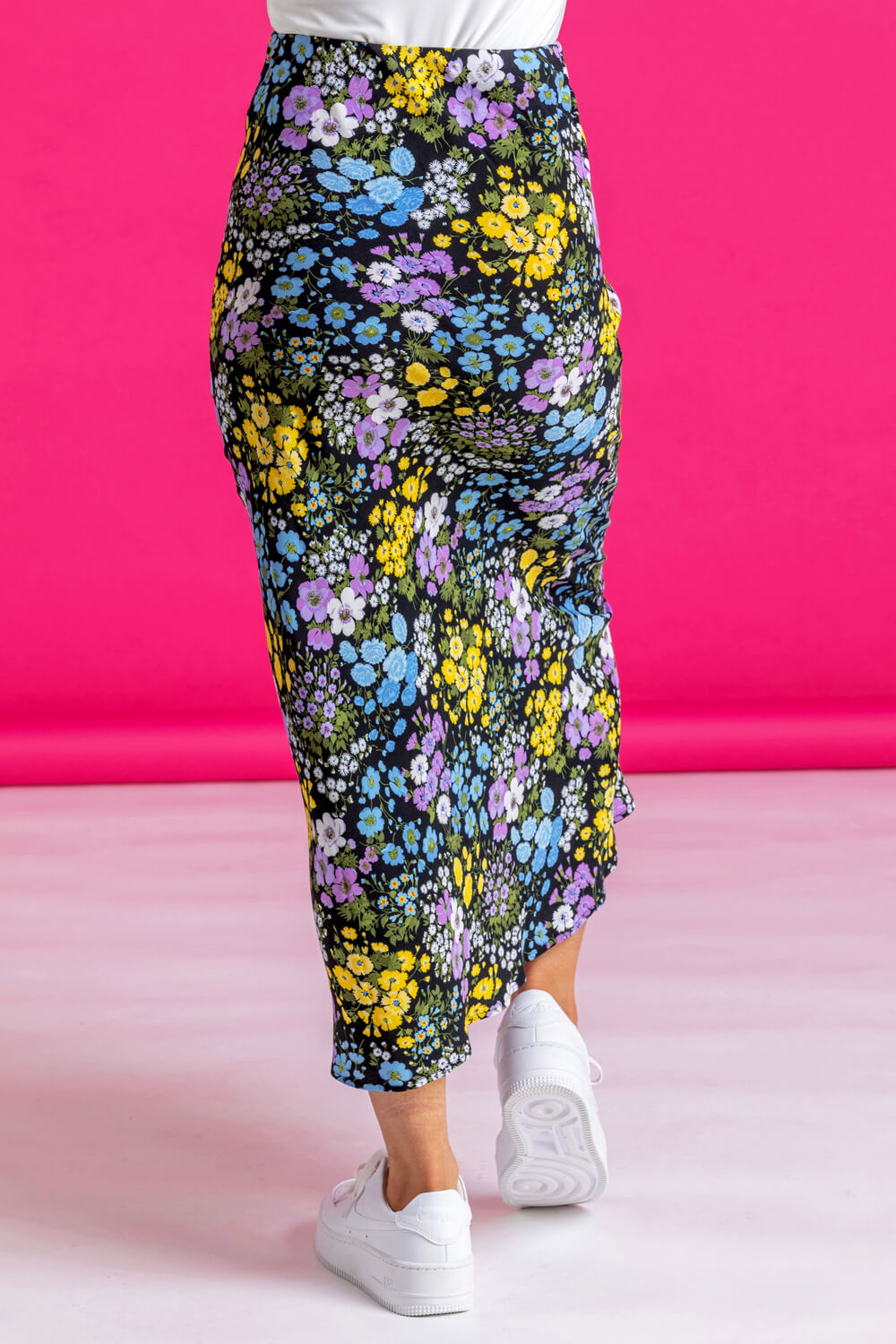 Multi  Floral Print Jersey Skirt, Image 4 of 5