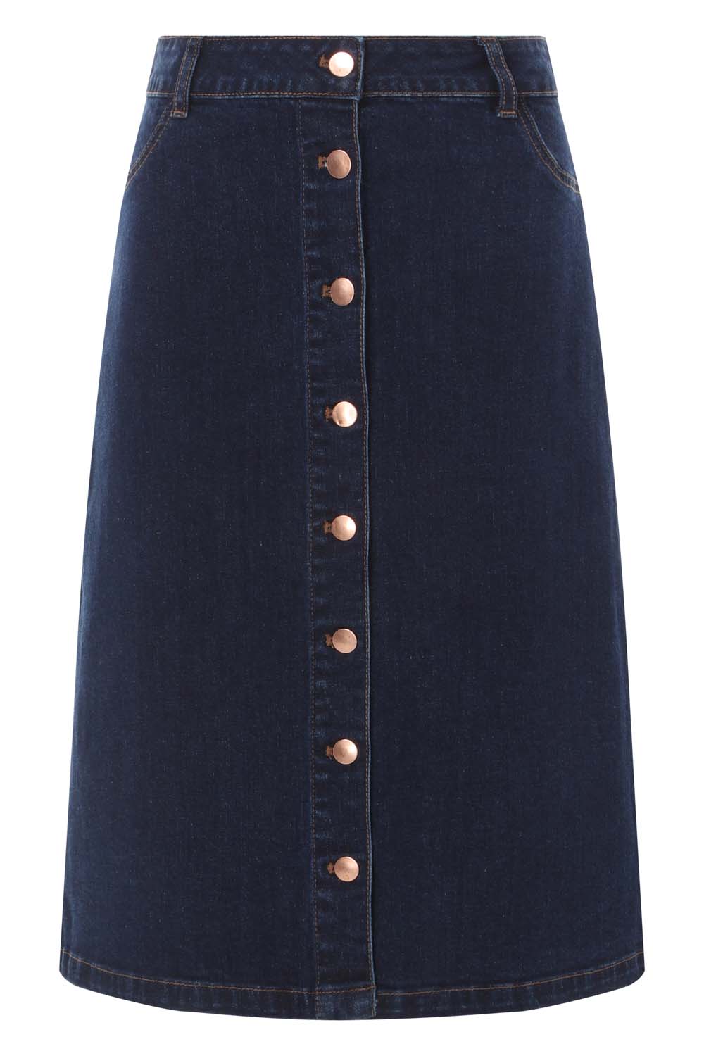 Denim Button Through Denim Skirt, Image 4 of 4