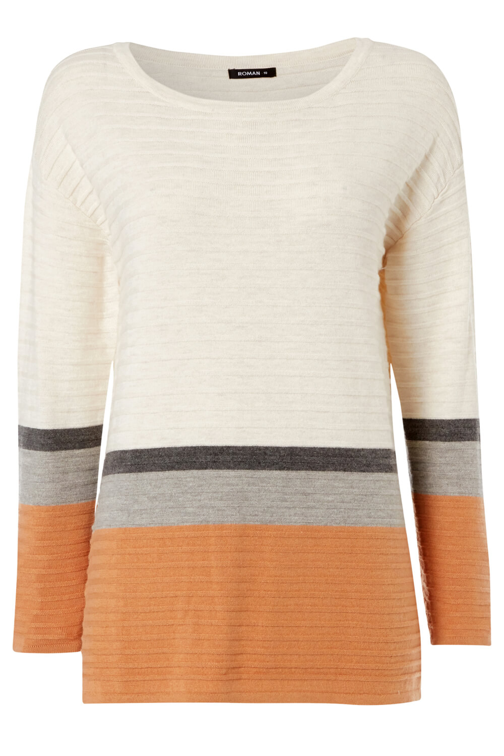 Rust Colour Block Ribbed Jumper, Image 5 of 5