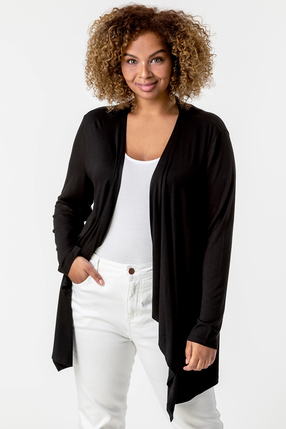 Curve Waterfall Front Jersey Cardigan