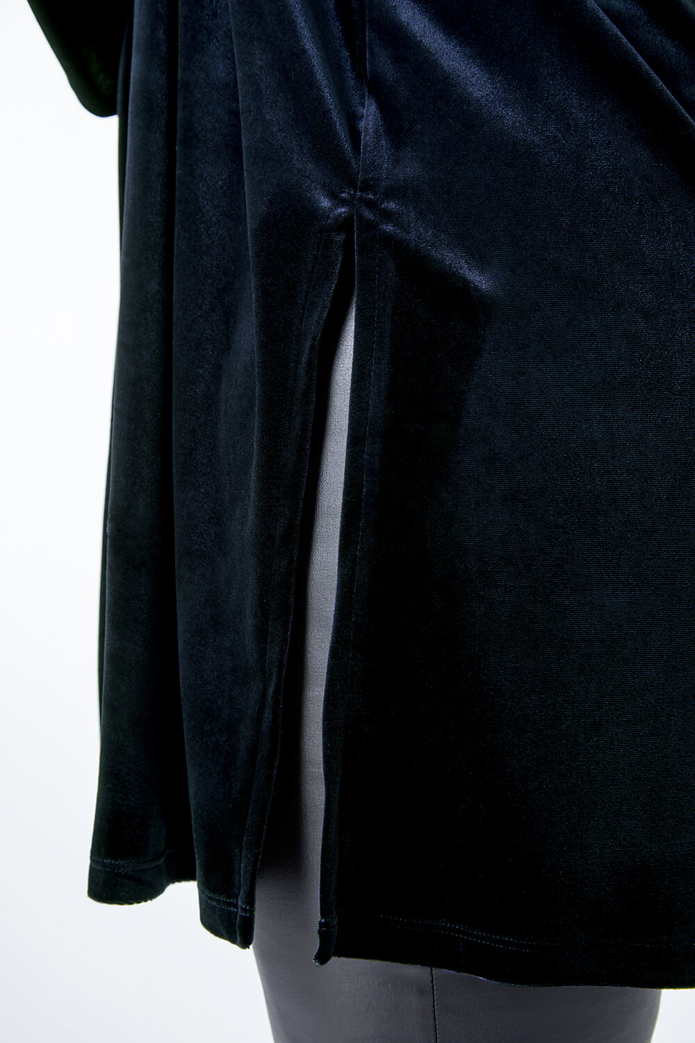 Navy  Curve Velvet Longline Kimono Jacket, Image 5 of 5