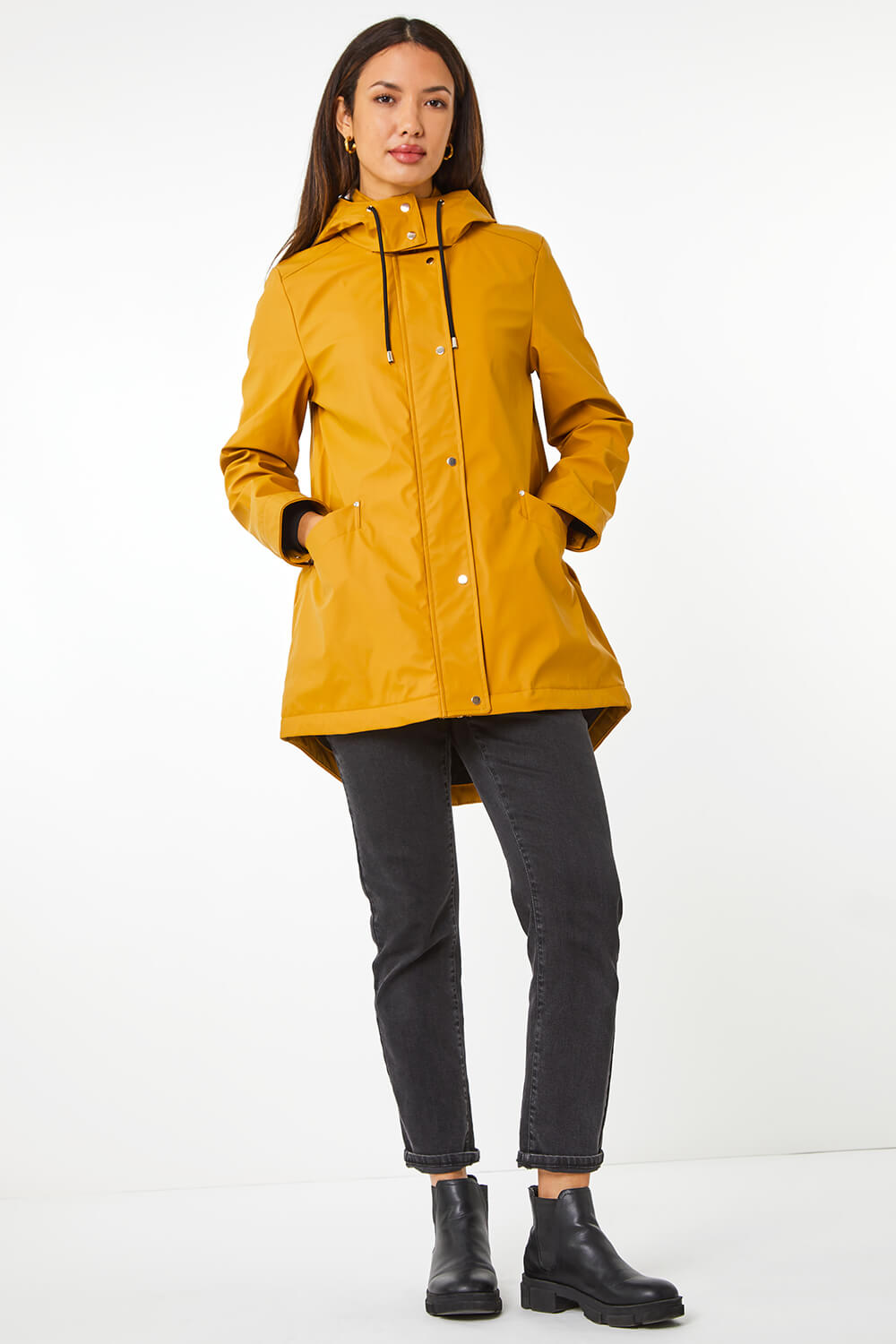 Amber Longline Hooded Raincoat , Image 5 of 6