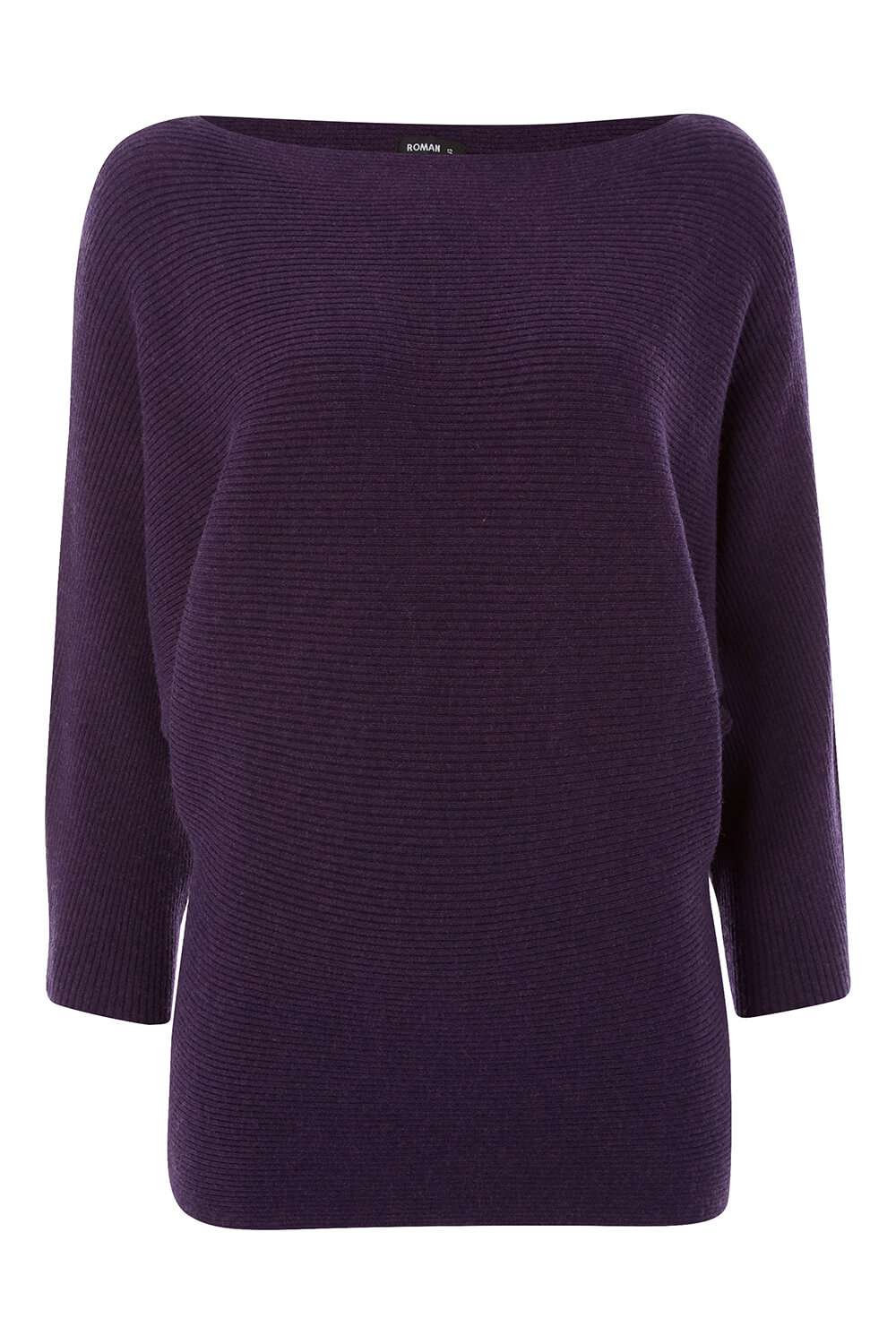 Ribbed Batwing Jumper in Plum - Roman Originals UK