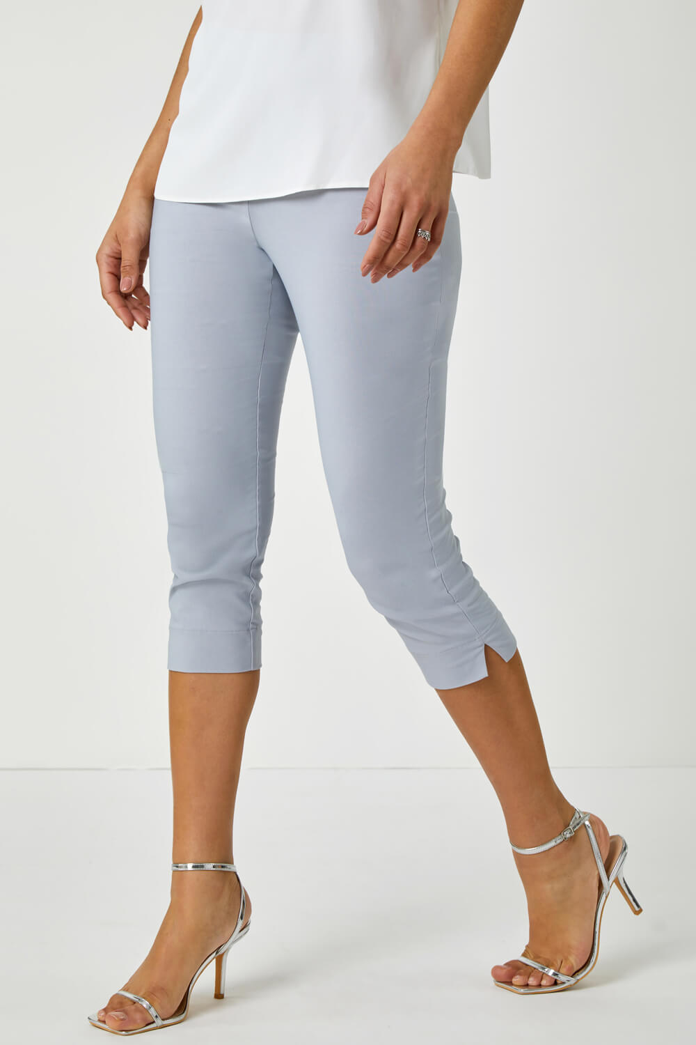Silver Cropped Stretch Trouser, Image 4 of 5