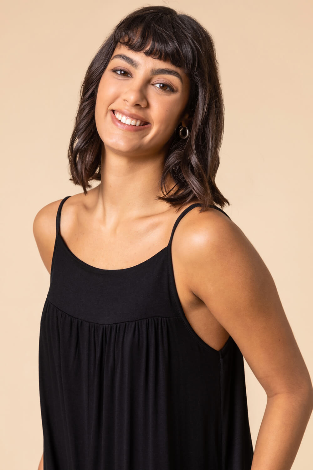 Black Strappy Full Length Jersey Jumpsuit, Image 4 of 5