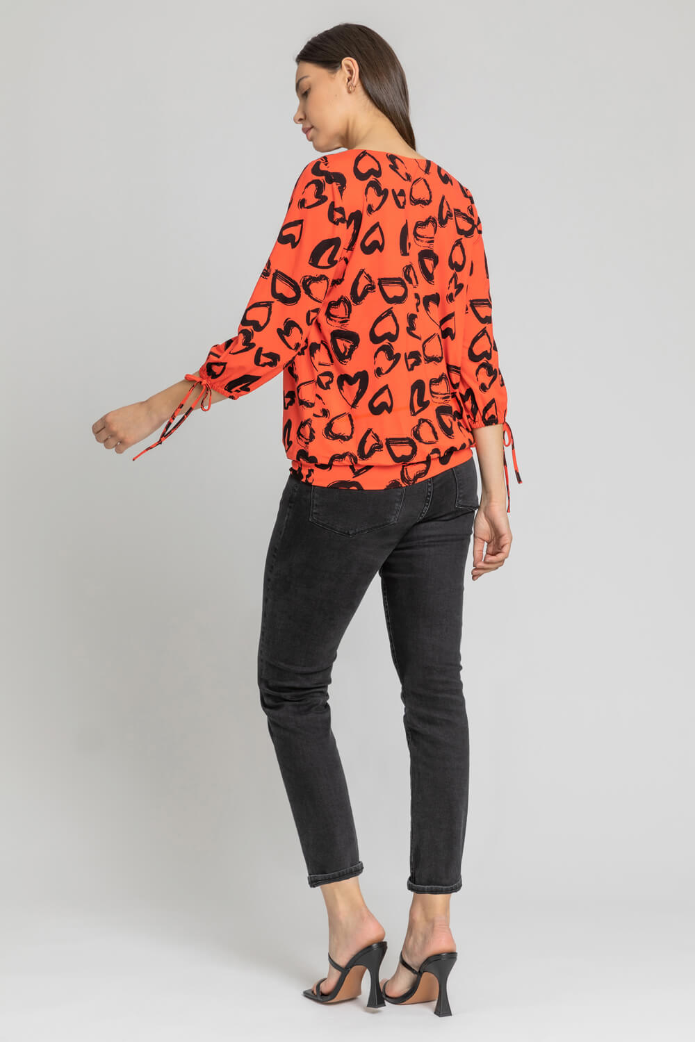 Red Heart Print Blouson Top, Image 2 of 4