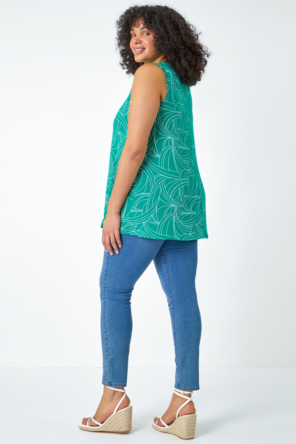 Curve Abstract Swirl Stretch Vest Top
