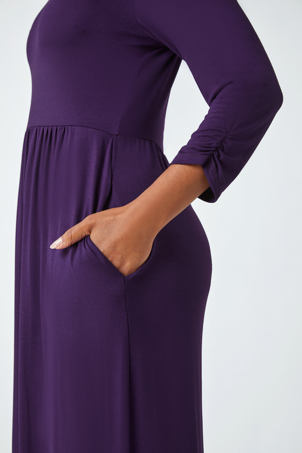 Purple Petite Jersey Stretch Midi Dress, Image 5 of 5
