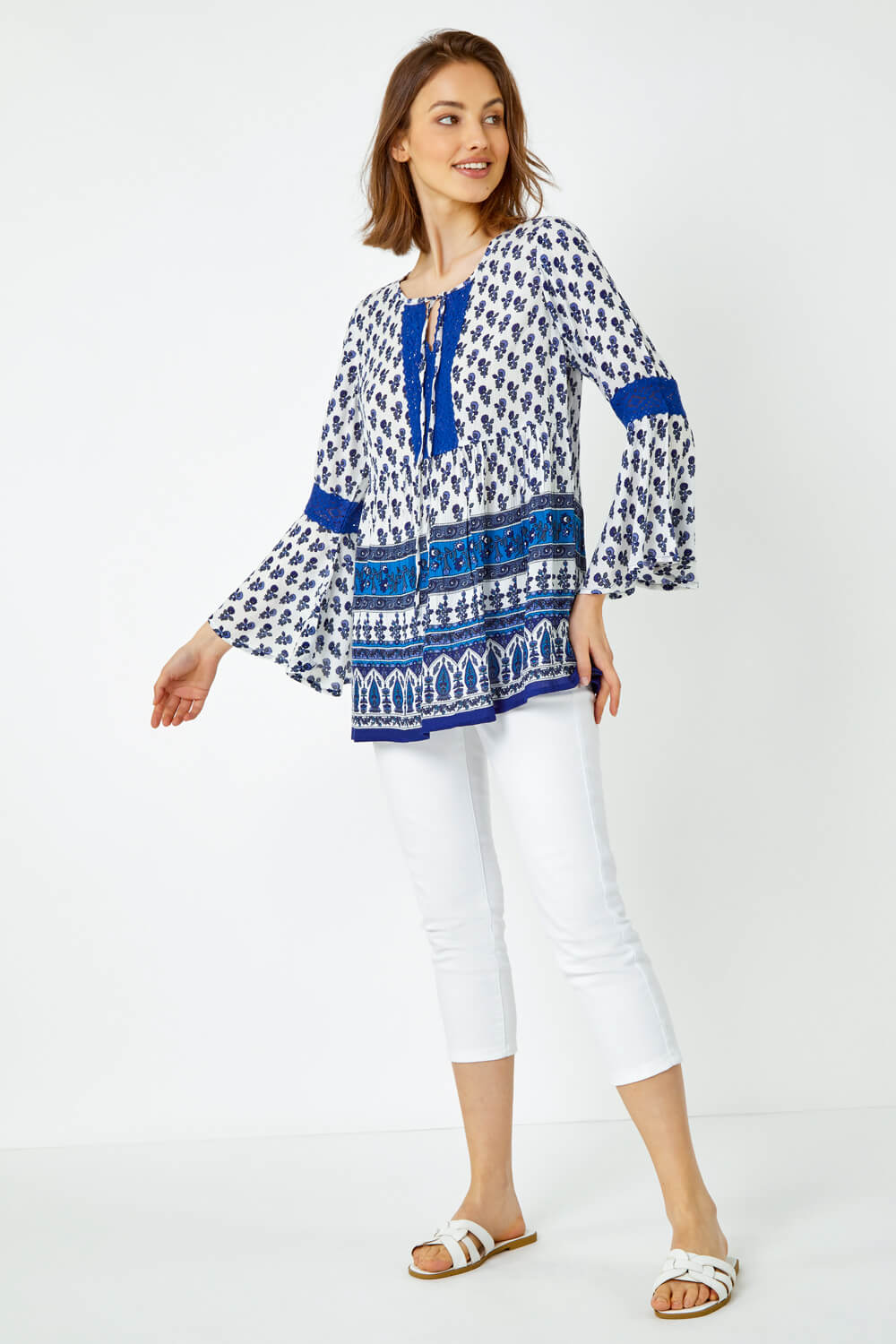 Vaiana Tie Top - Blue / Floral