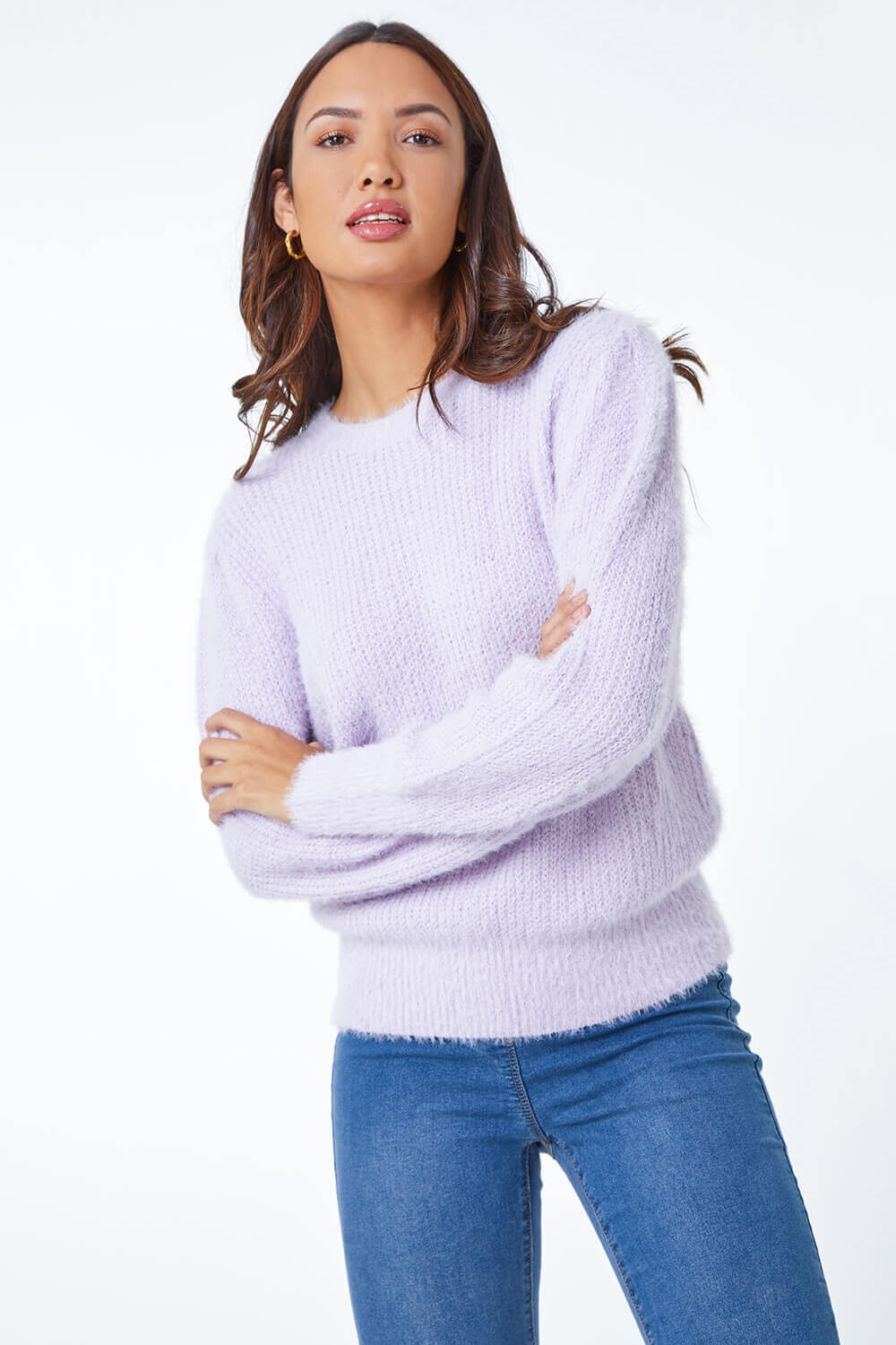 Lilac Fluffy Textured Jumper, Image 2 of 5