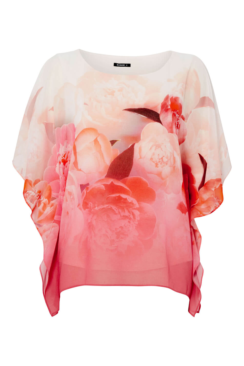 PINK Floral Chiffon Overlay Top, Image 3 of 3
