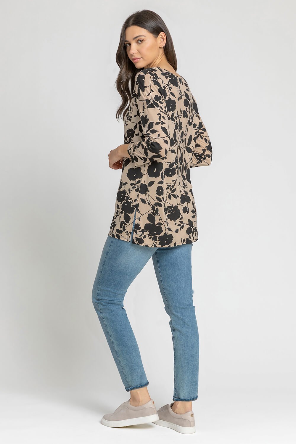 Beige Floral Print Top and Snood, Image 2 of 4