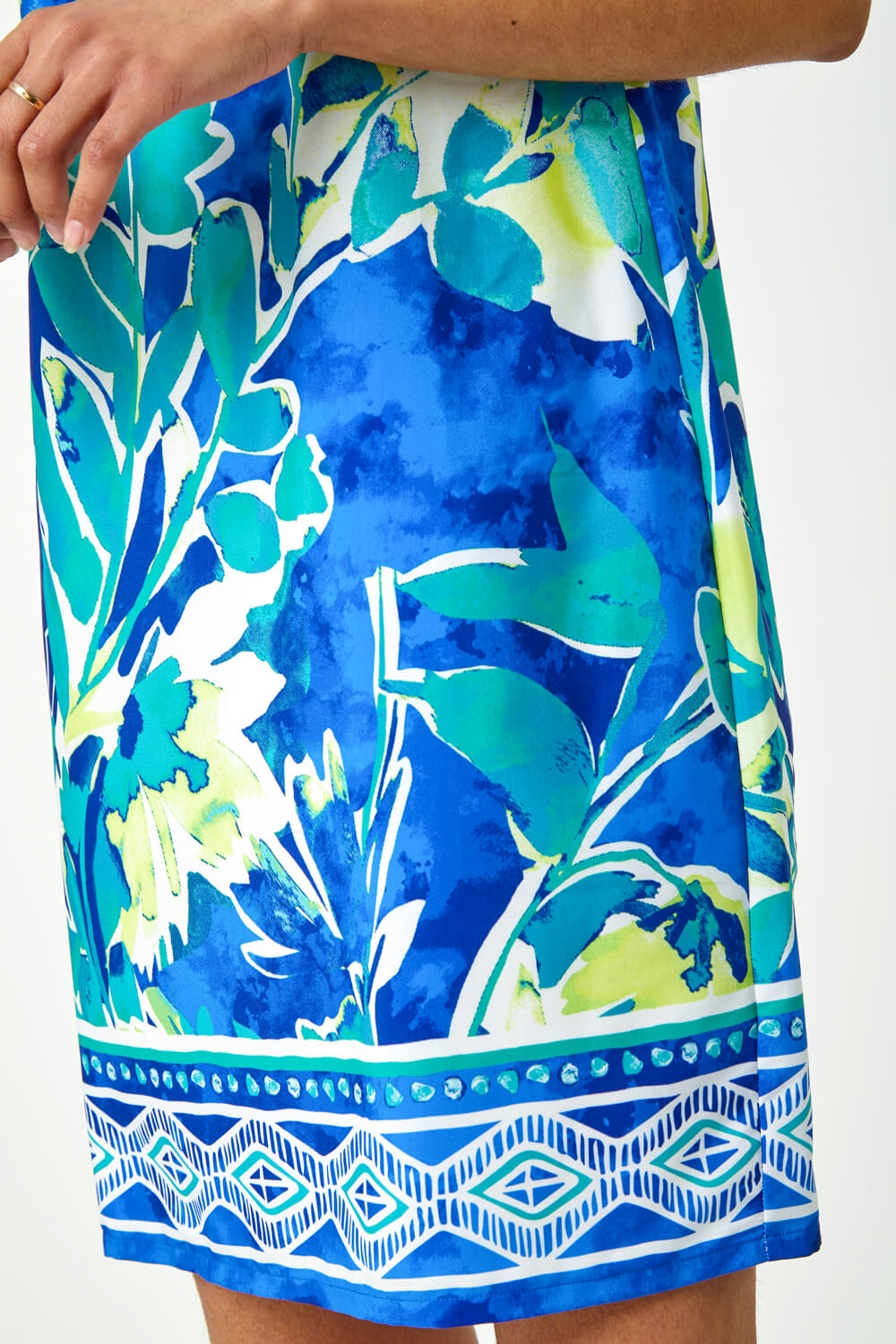 Blue Abstract Leaf Shift Dress, Image 5 of 6